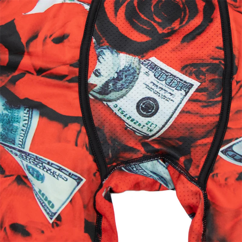 5 Piece Men Boxers Set Breathable Plus Size Print Trunks