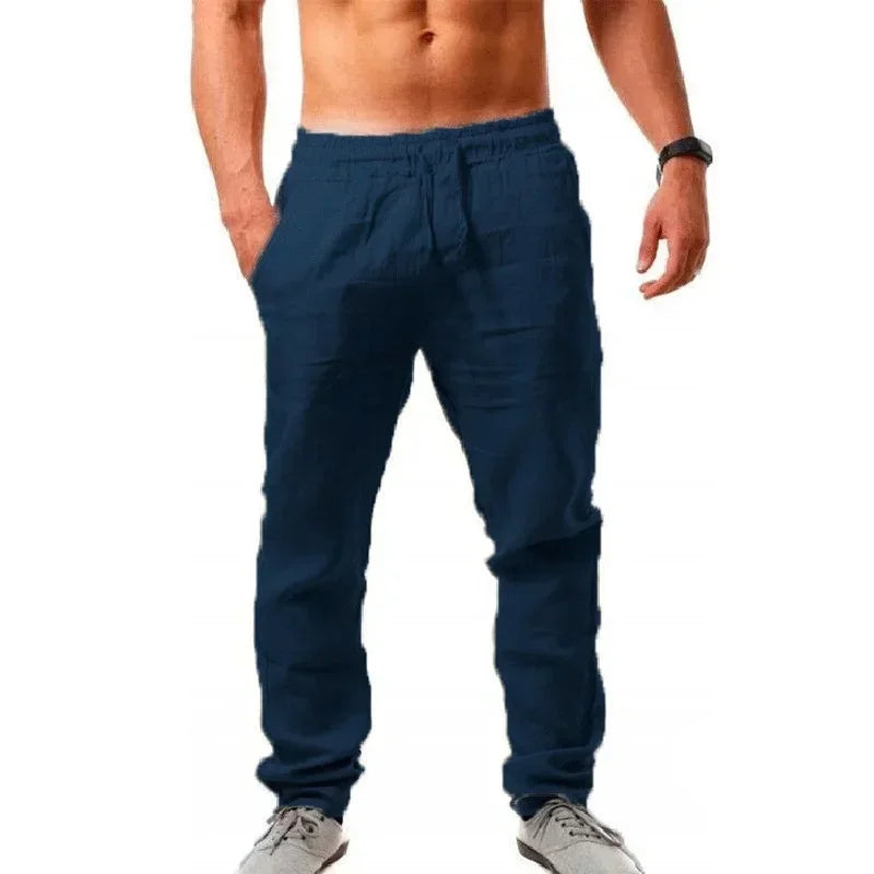 Cotton Linen Pants for Men Casual Spring Summer Loose Fit