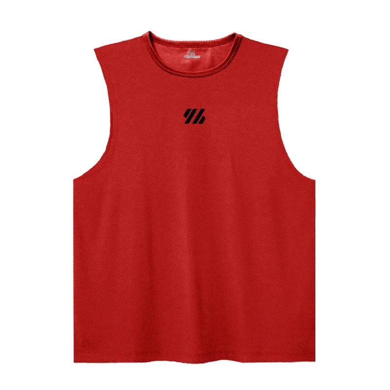 Mens Running Sleeveless Tank Tops Mesh Breathable Quick Dry