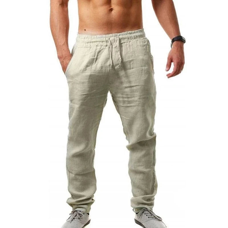 Cotton Linen Pants for Men Casual Spring Summer Loose Fit