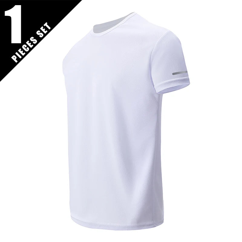 Mens Quick Dry Short Sleeve Sports Tee Solid Color Top