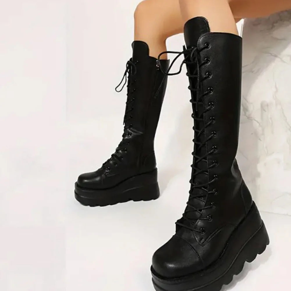 Nu Styles DoraTasia Gothic Round Toe Mid Calf Boots