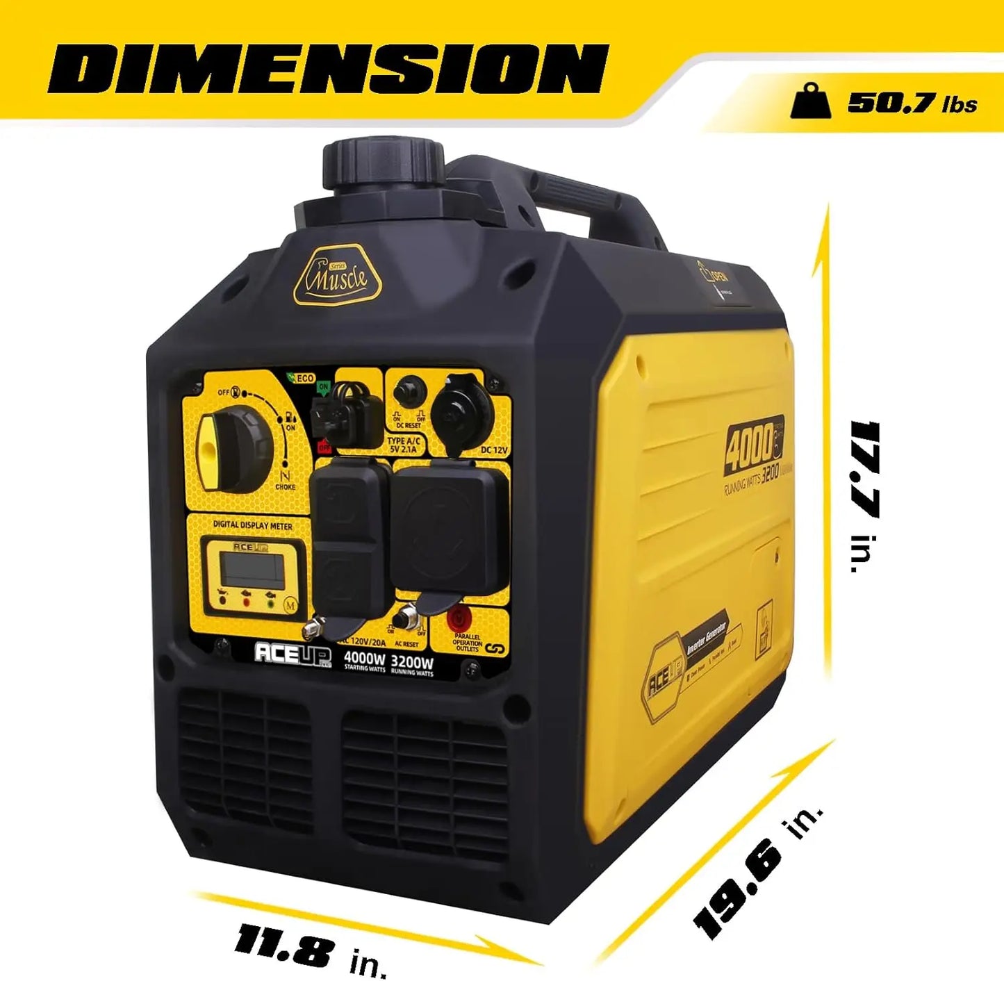 XMSJ 4000 Watt Portable Inverter Generator Gas Powered Quiet