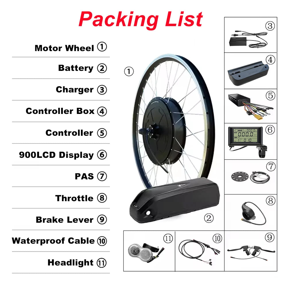 SMATEIGHT 48V 2000W Ebike Conversion Kit With Battery 20Ah