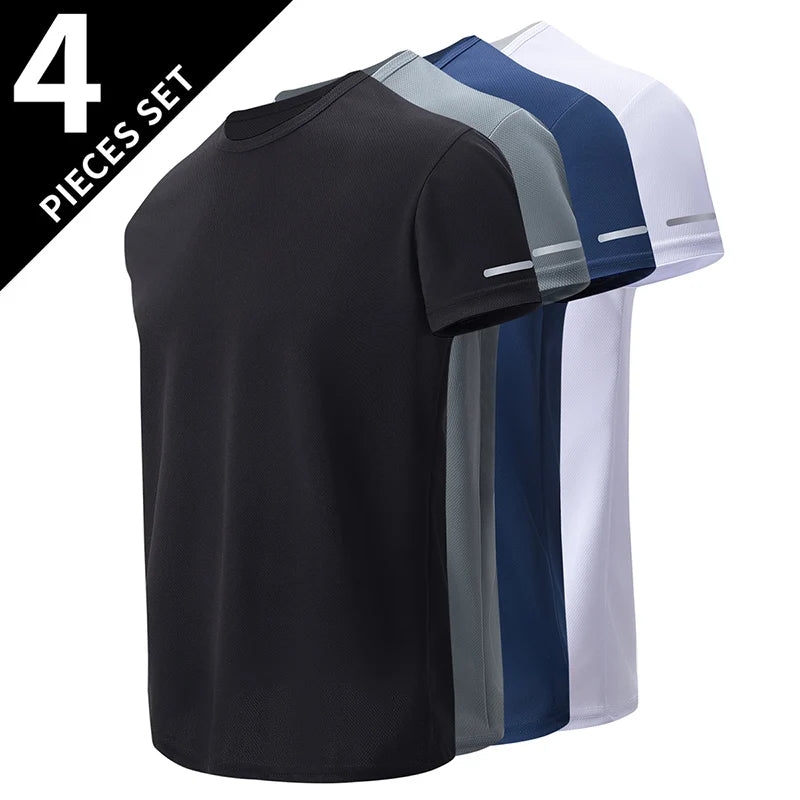 Mens Quick Dry Short Sleeve Sports Tee Solid Color Top