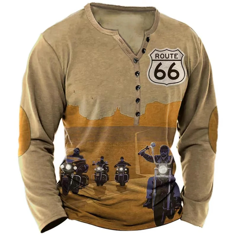 Vintage CN Sichuan Jiangxi Route 66 Graphic Long Sleeve Tee