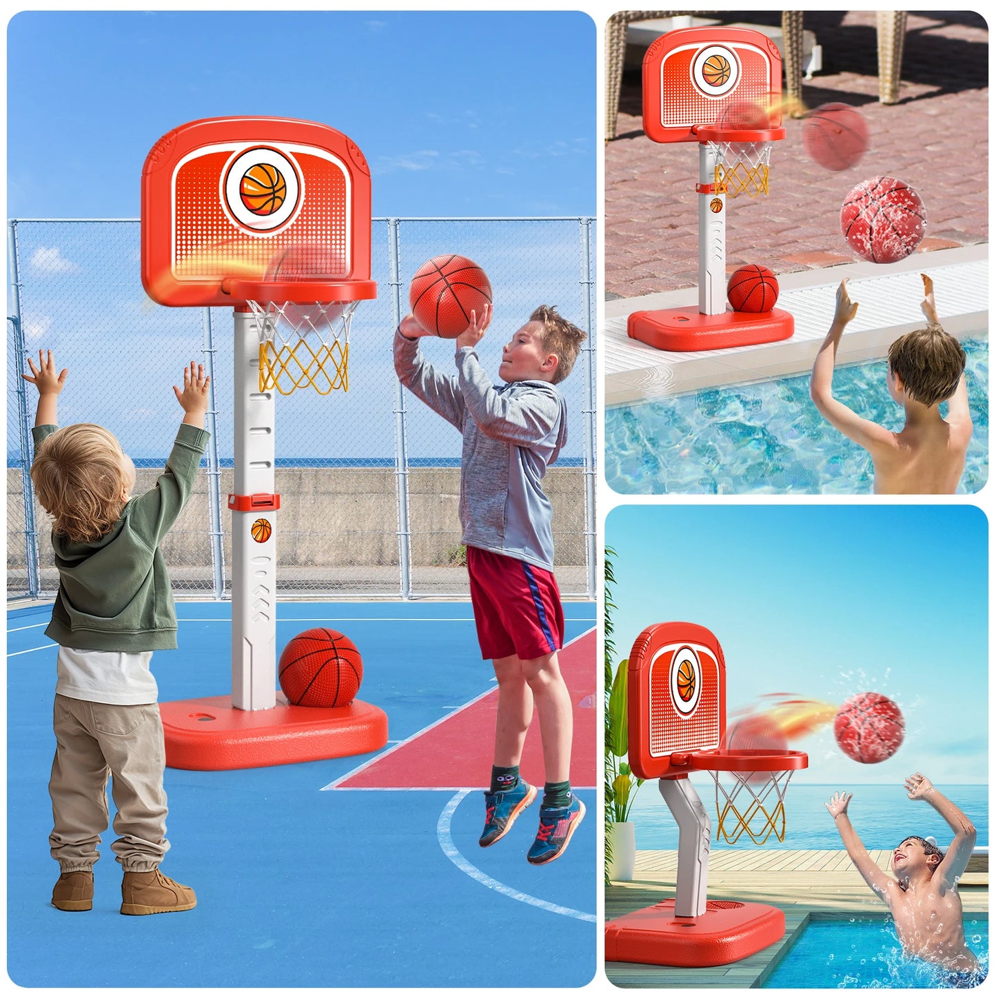Indoor Outdoor Basketball Hoop Kids 3 To 12 With 4 Balls