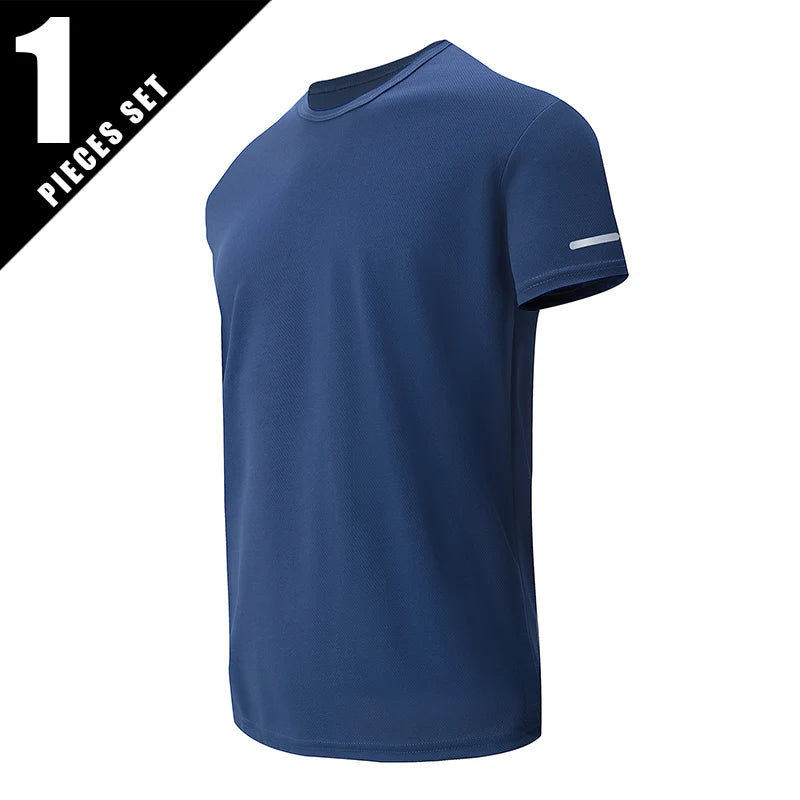 Mens Quick Dry Short Sleeve Sports Tee Solid Color Top