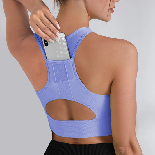 Eillysevens Women Sports Crop Top Yoga Vest Chest Pad Bra