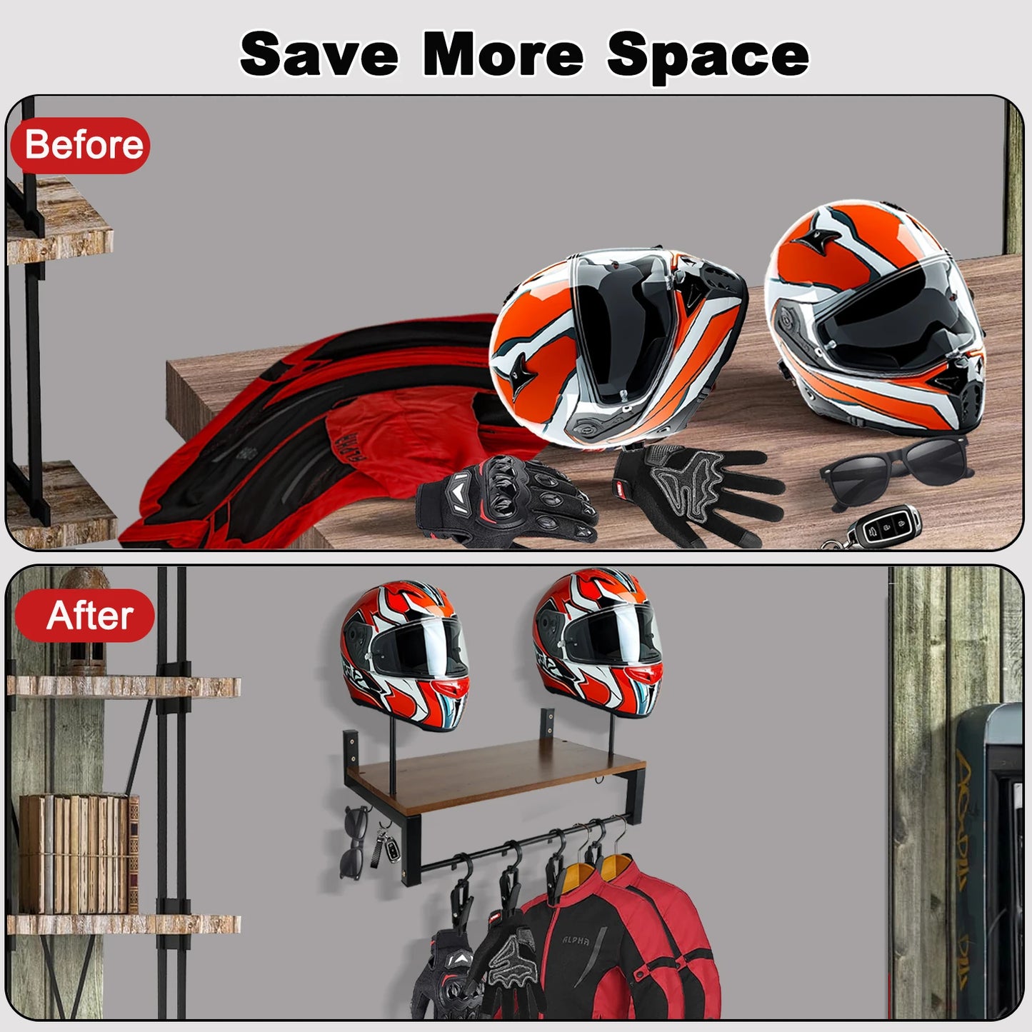 Shandong Motorcycle Helmet Wall Mount Double Rack Display