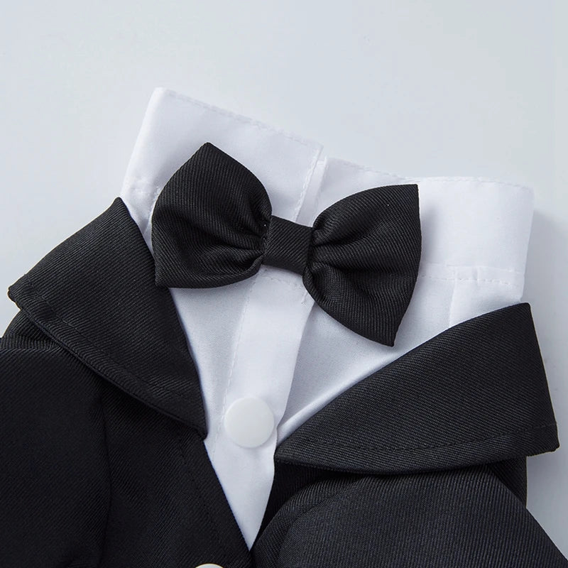 Pet Dog Tuxedo For Small Medium Dogs With Bow Tie Shirt