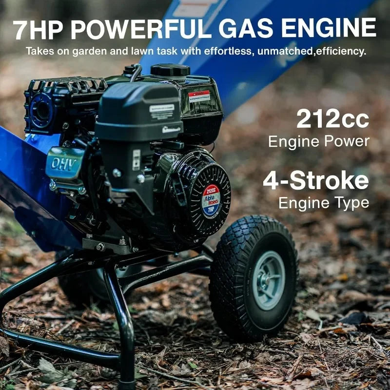 High Concerned 7HP Gas Wood Chipper Shredder Mulcher