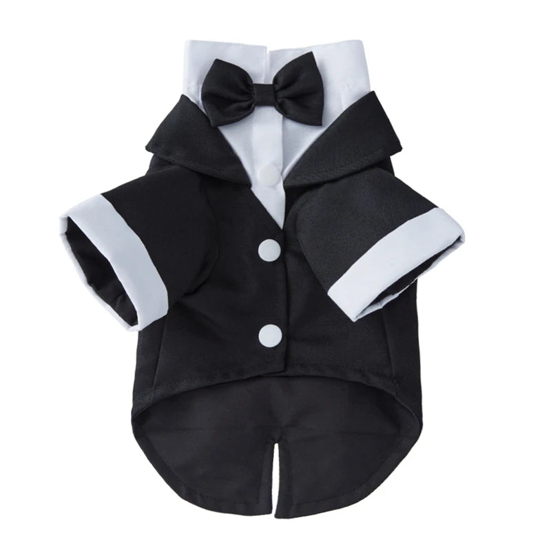 Pet Dog Tuxedo For Small Medium Dogs With Bow Tie Shirt