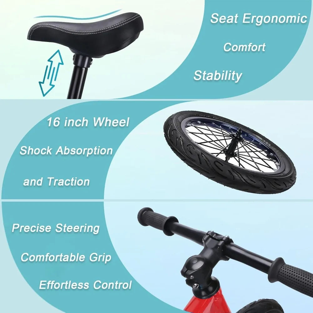 Hign-Concerned Balance Bike No Pedal Adjustable Seat