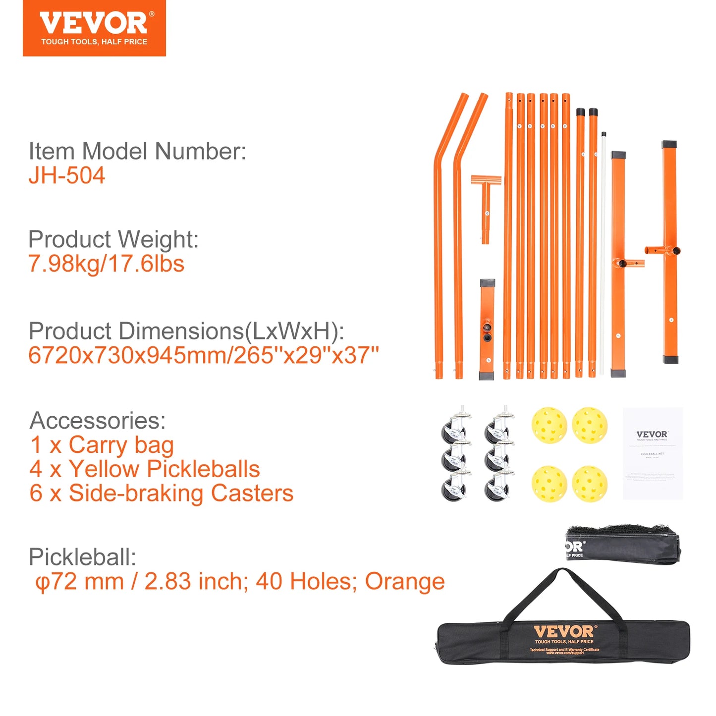 VEVOR Portable Pickleball Net System Outdoor Full Court