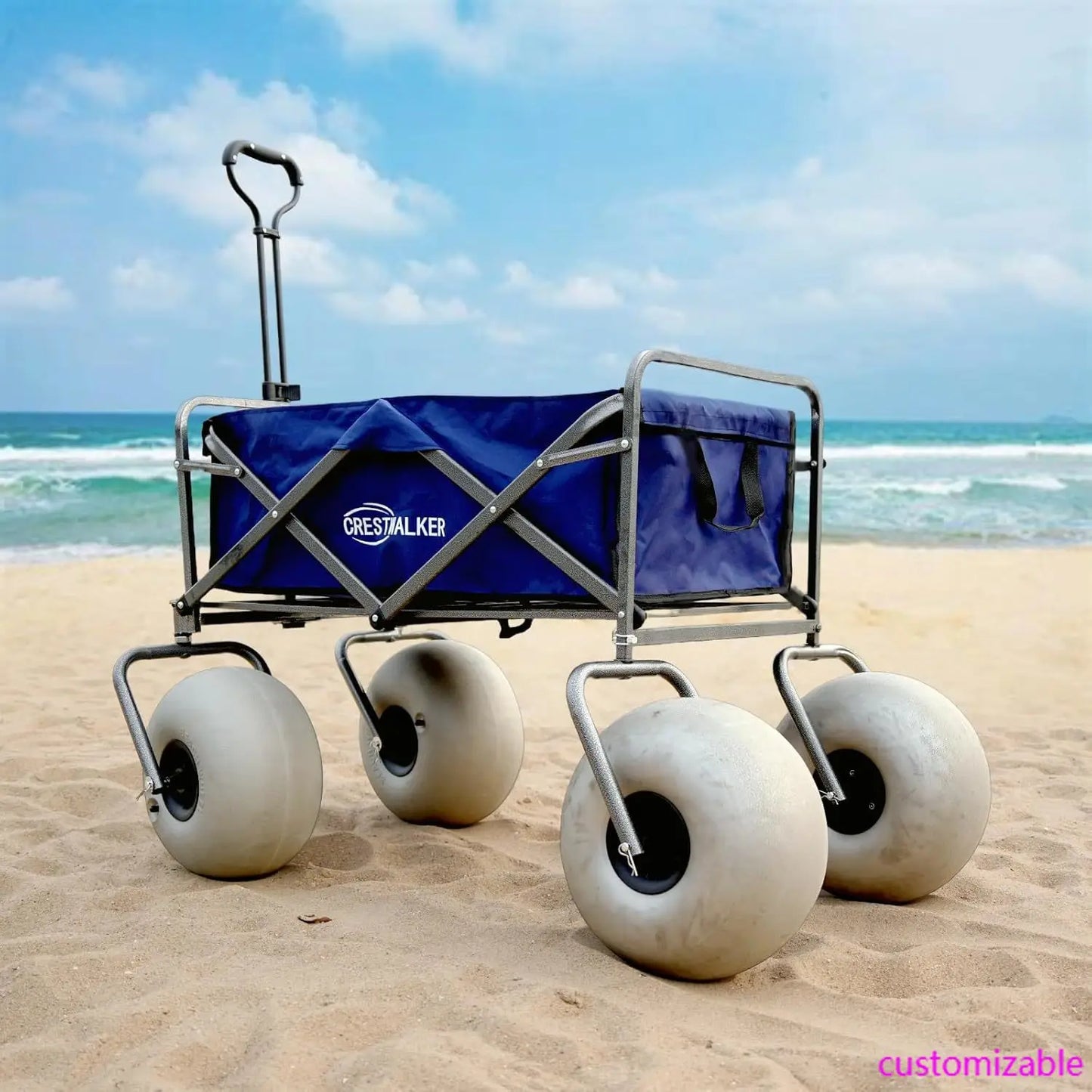 XMSJ Beach Cart With 13 Balloon Wheels Wagon Pump Included