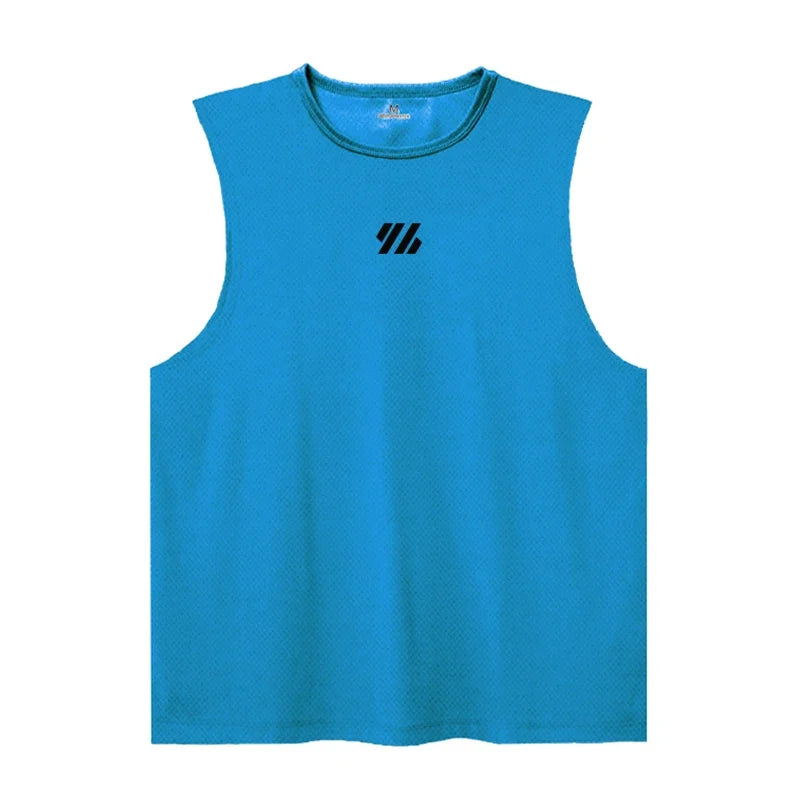 Mens Running Sleeveless Tank Tops Mesh Breathable Quick Dry