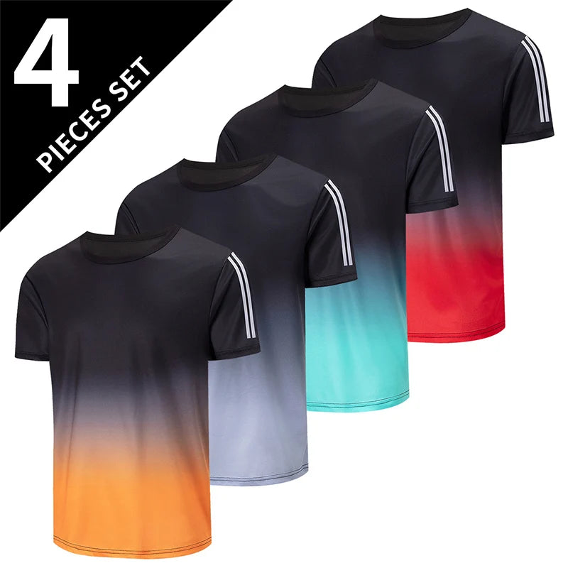 Mens Quick Dry Short Sleeve Sports Tee Solid Color Top