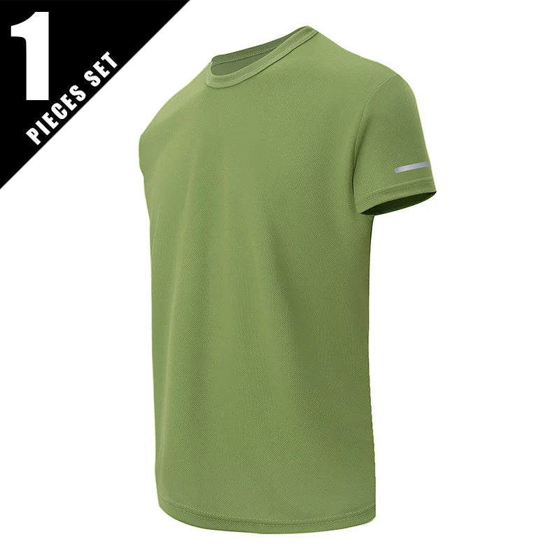 Mens Quick Dry Short Sleeve Sports Tee Solid Color Top
