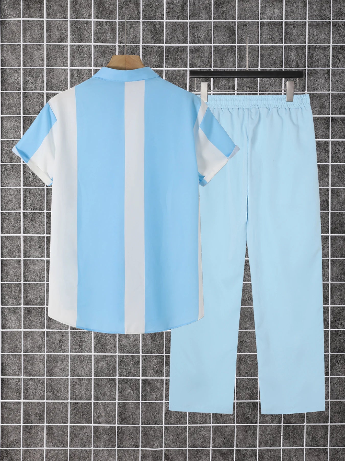 Guangdong Mens Summer Printed Shirt Pants Set Short Sleeve