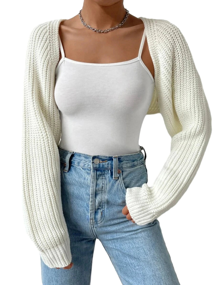 Hirigin Women Open Front Cropped Cardigan Shrug Knit Top