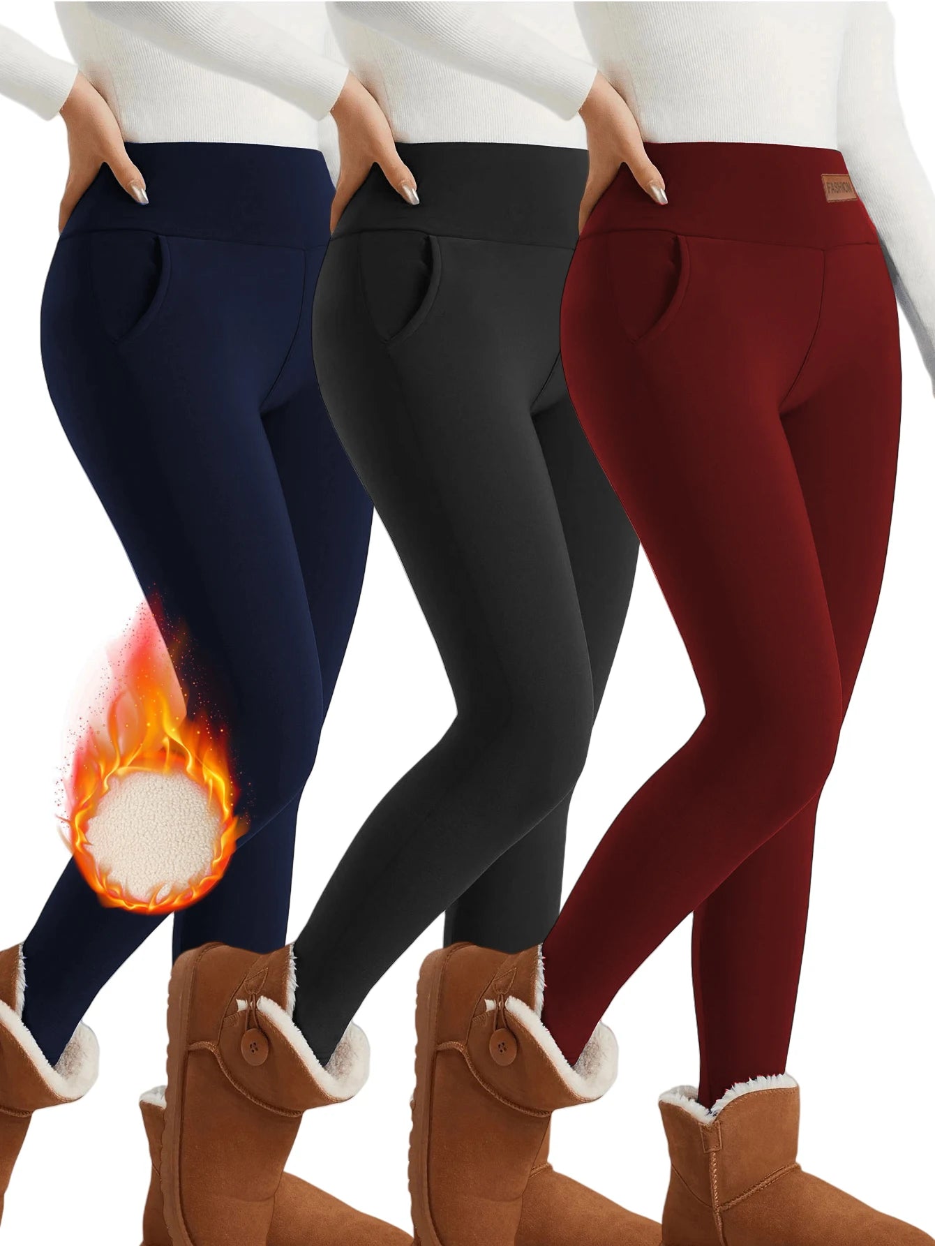 Zhejiang Fleece Lined High Waist Winter Leggings Windproof