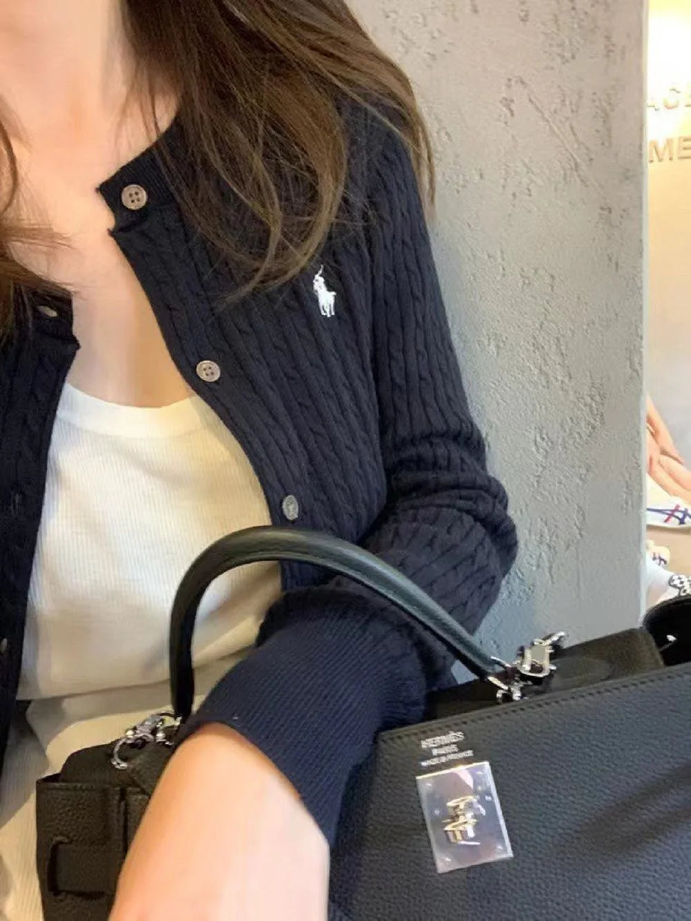 Sichuan Womens Ruff Pony Embroidered Knit Cardigan Slim Fit