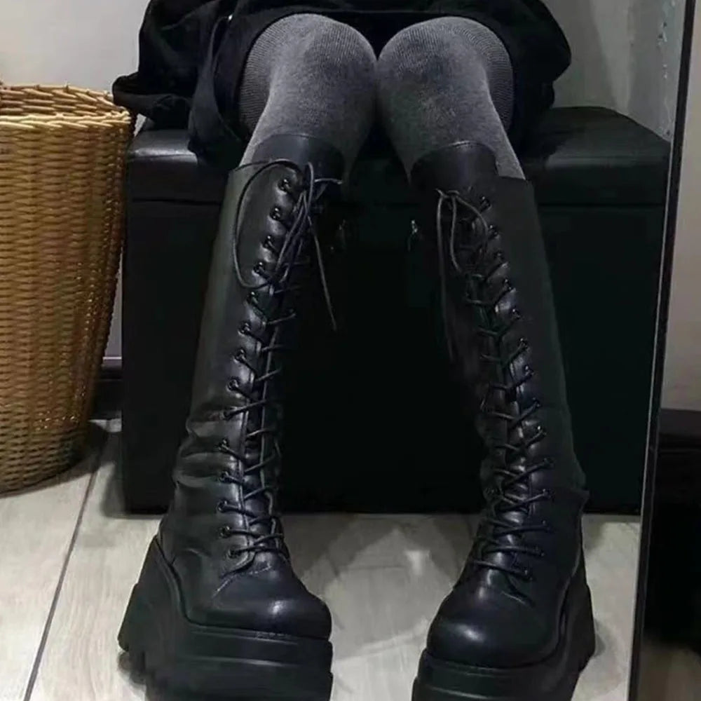 Nu Styles DoraTasia Gothic Round Toe Mid Calf Boots