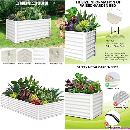 XMSJ Outdoor Raised Garden Bed Rectangular Planter Box