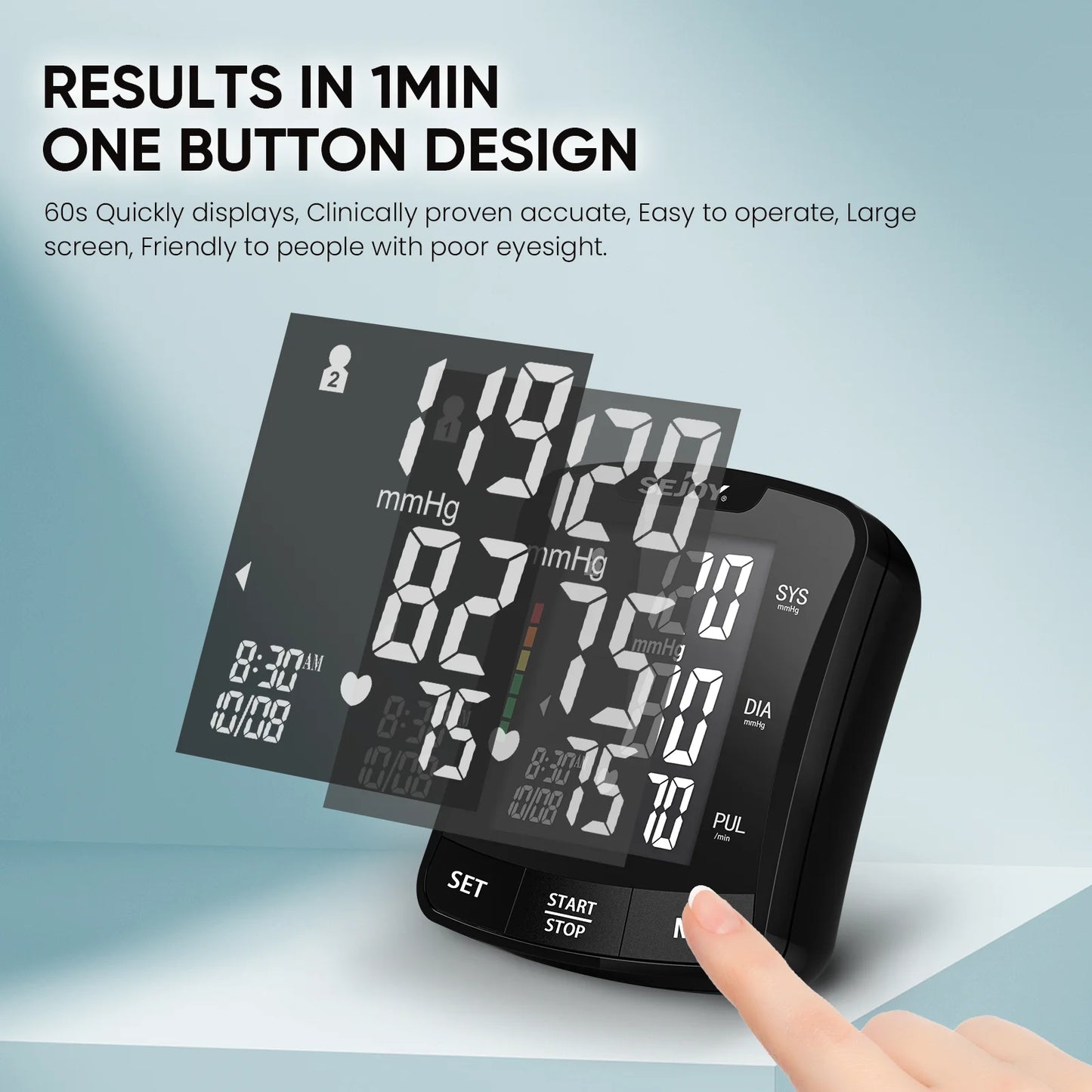 SEJOY Wrist Blood Pressure Monitor Digital Sphygmomanometer