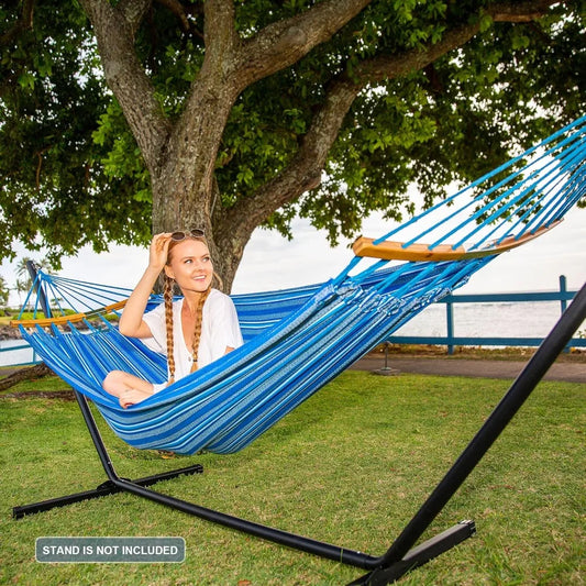 General Use Garden Double Hammock With Curved Spreader Bar