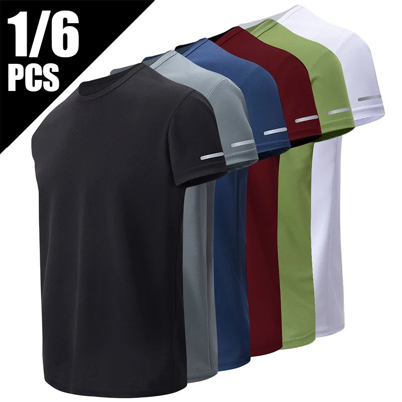 Mens Quick Dry Short Sleeve Sports Tee Solid Color Top