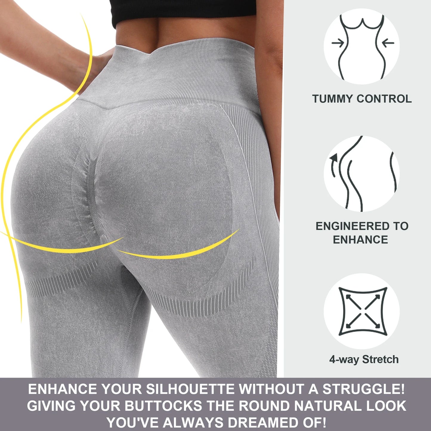 2 Pack Womens High Waisted Seamless Yoga Leggings Butt Lift
