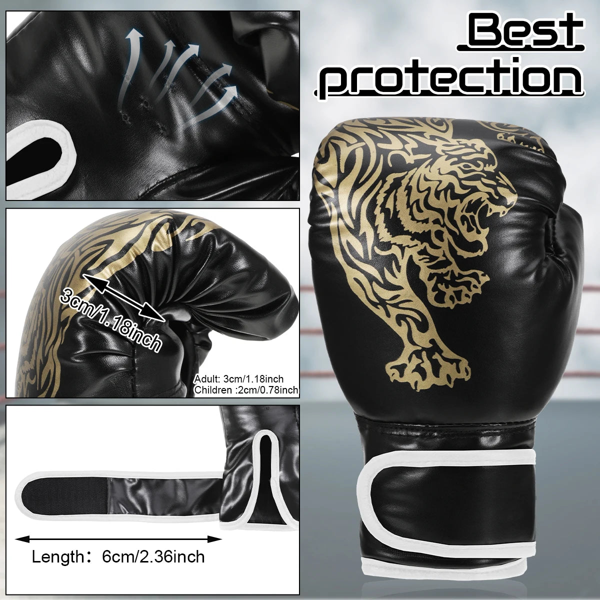 Elenxs Boxing Gloves Breathable PU Leather Training Gloves
