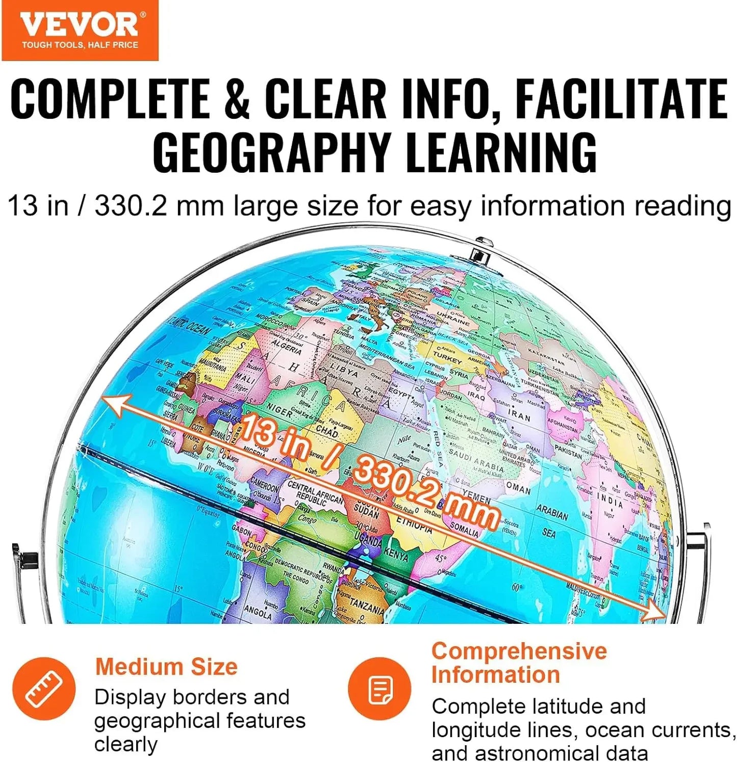 XMSJH Illuminated World Globe With Stand Night Lighting