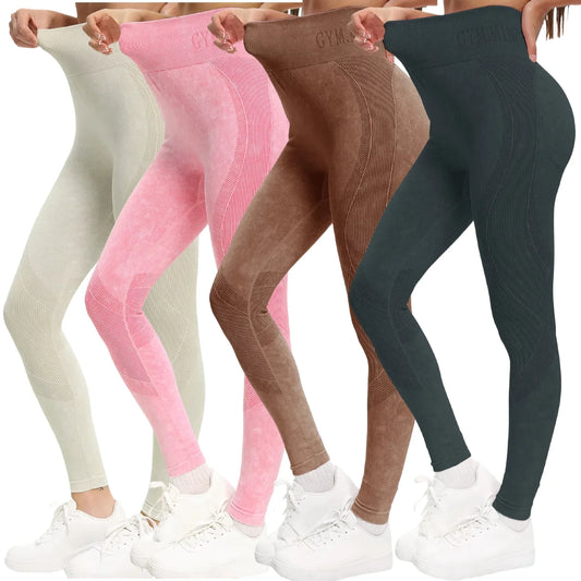 2 Pack Womens High Waisted Seamless Yoga Leggings Butt Lift