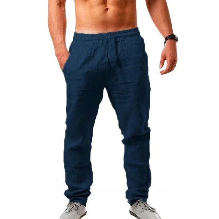 Cotton Linen Pants for Men Casual Spring Summer Loose Fit