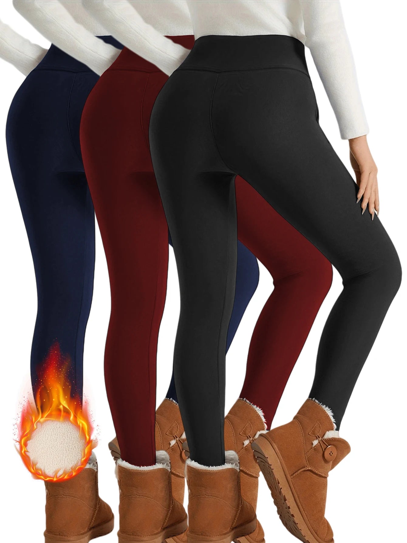 Zhejiang Fleece Lined High Waist Winter Leggings Windproof