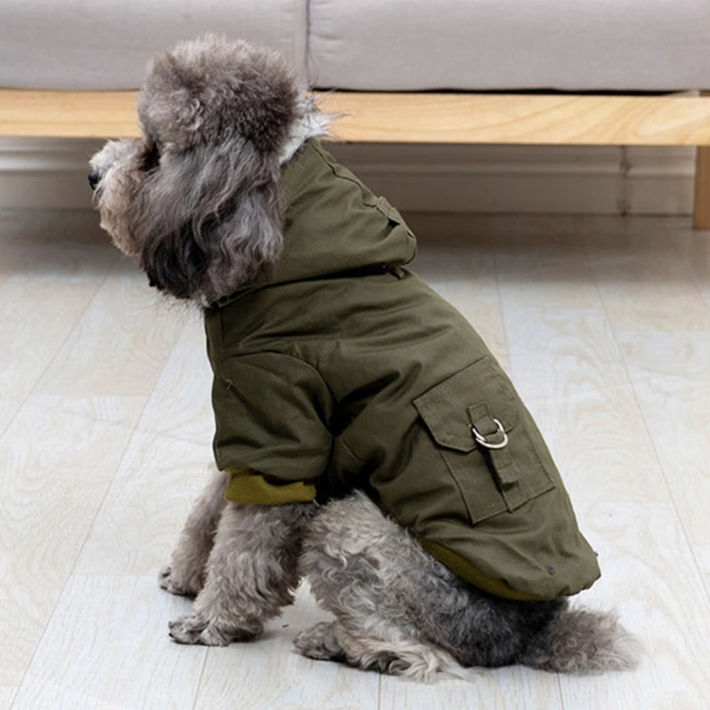 Pet Dog Jacket With Harness Winter Heavy Hiking Coat