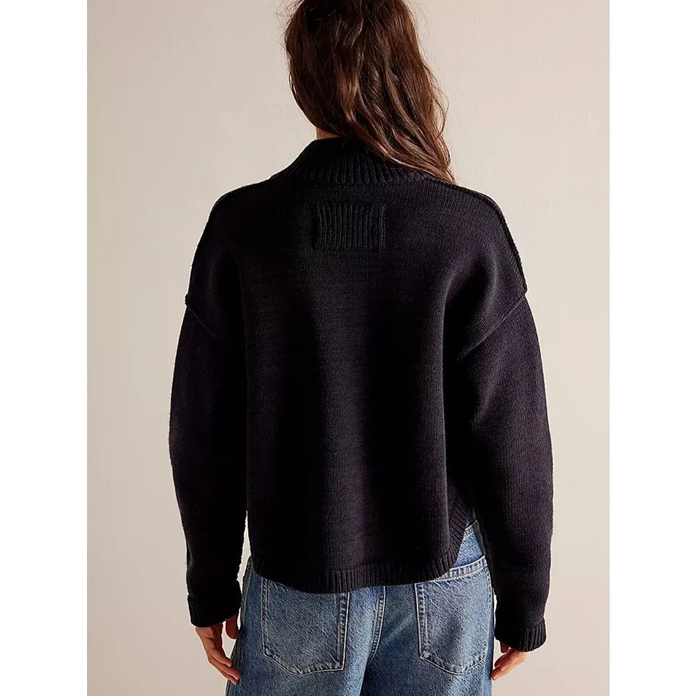 Women Knit Cardigan Long Sleeve Button Up With Pockets