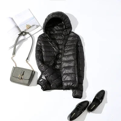 Women Ultra Light Down Parka Hooded Coat Duck Down Winter