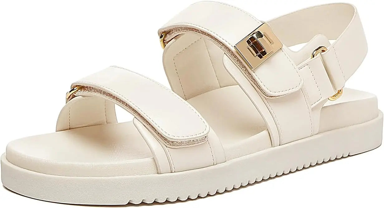 Nu Styles 4Ever Comfort Leather Sandals Adjustable Straps