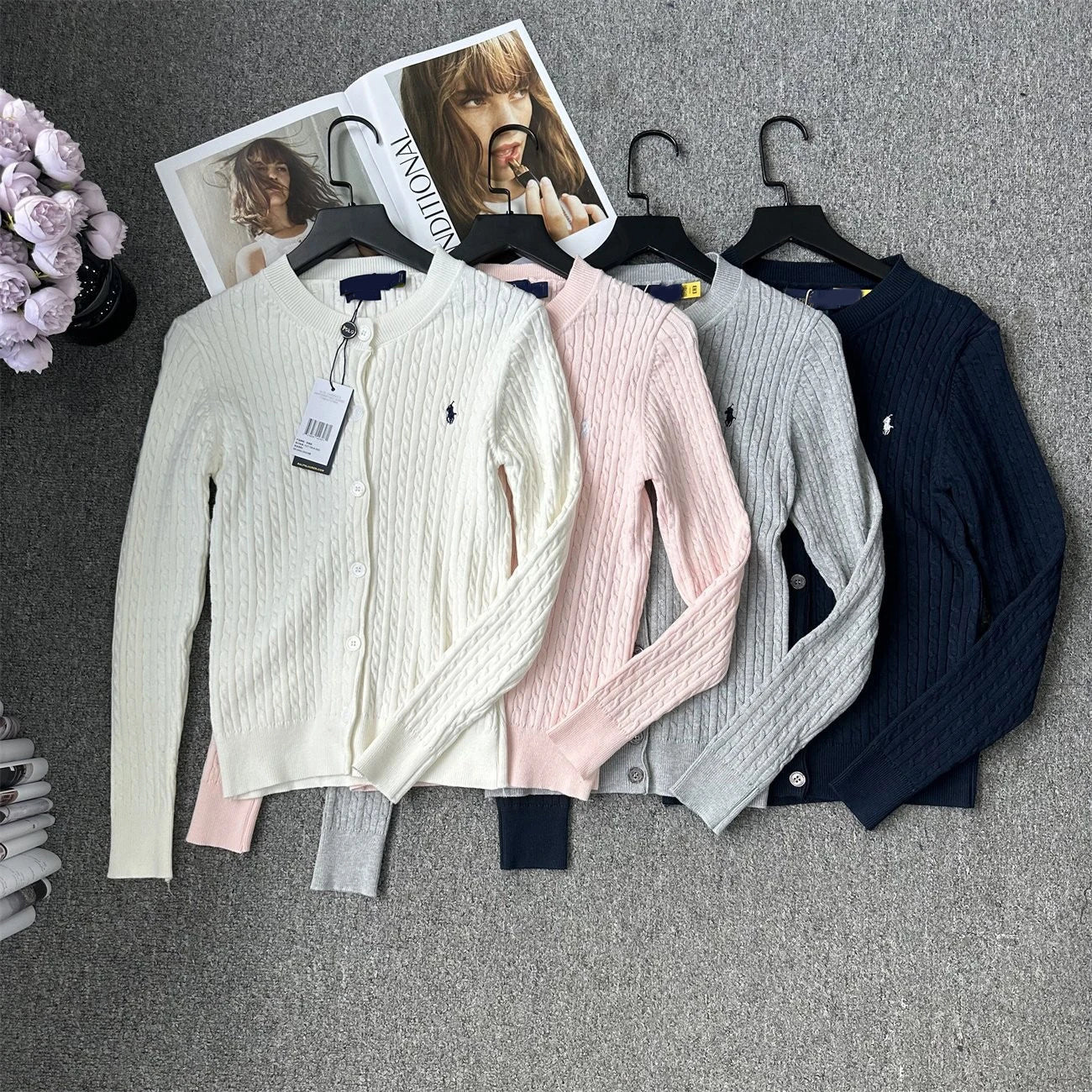 Sichuan Womens Ruff Pony Embroidered Knit Cardigan Slim Fit