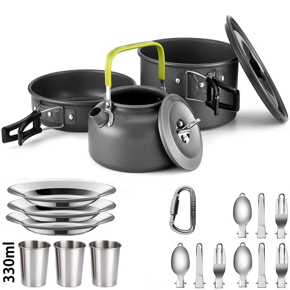 LISM Camping Cookware Set For 2 To 3 People Nonstick Pots