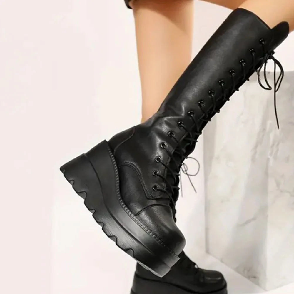 Nu Styles DoraTasia Gothic Round Toe Mid Calf Boots