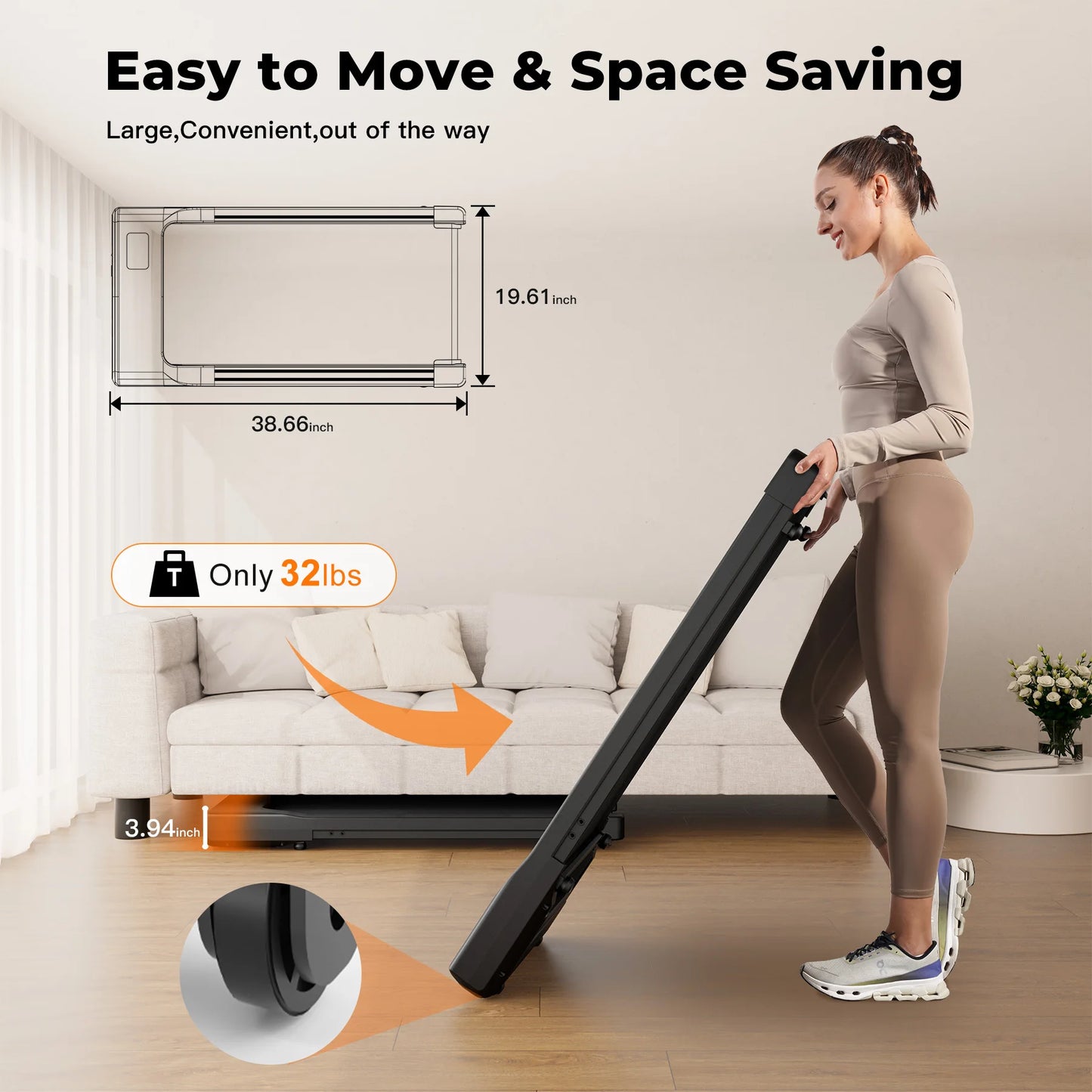 Superun Walking Pad Under Desk Treadmill 2.5HP Portable