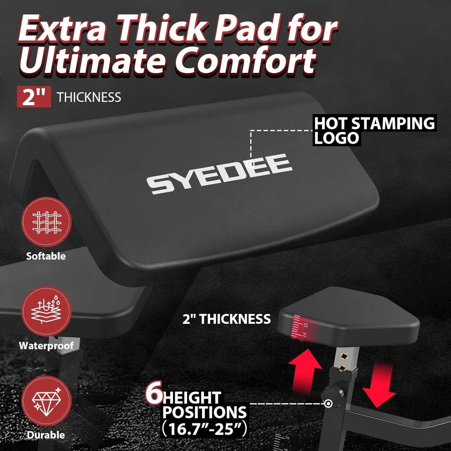 XMSJ Preacher Curl Bench Plate Loaded Bicep Tricep Machine