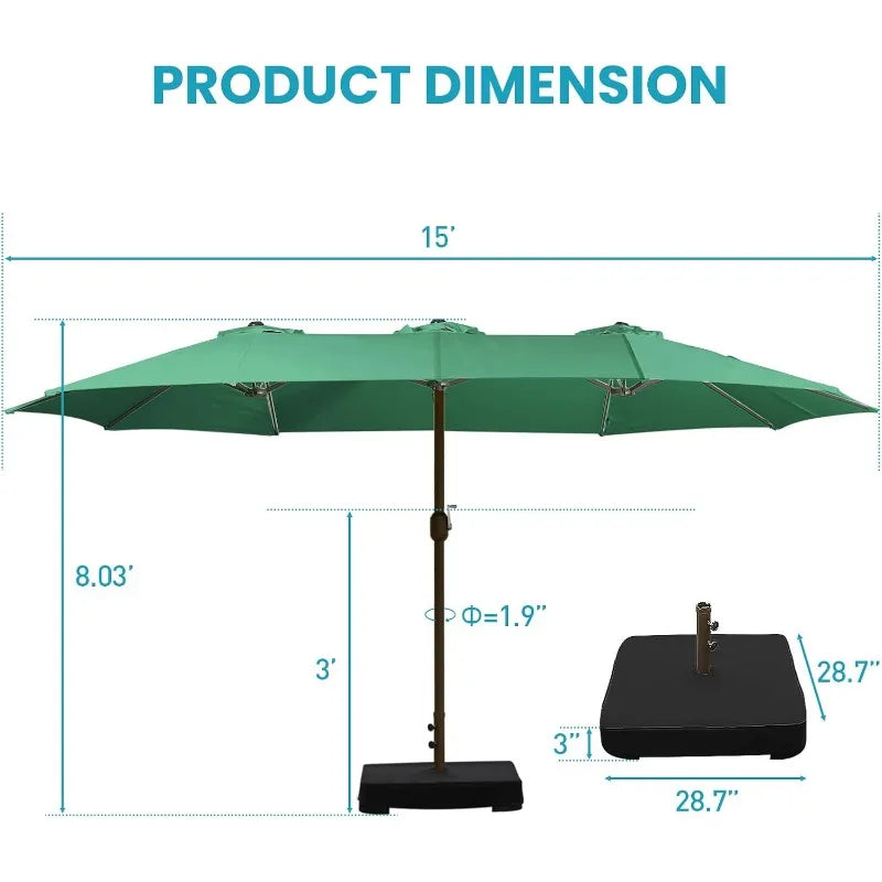 General Use Double Sided Patio Umbrella With Base Crank