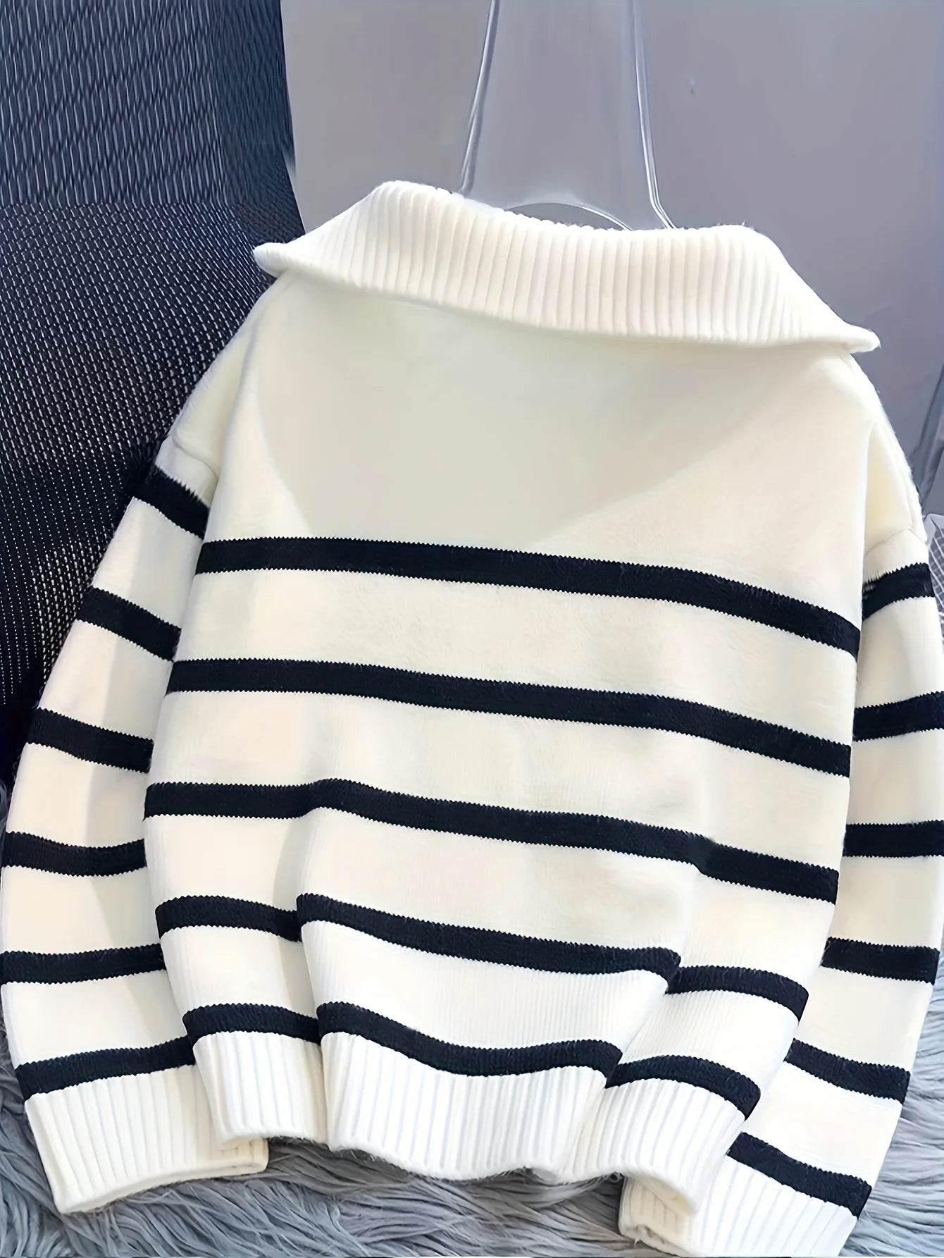 CakuloCN Winter Women Sweater Thickened Striped Pullover