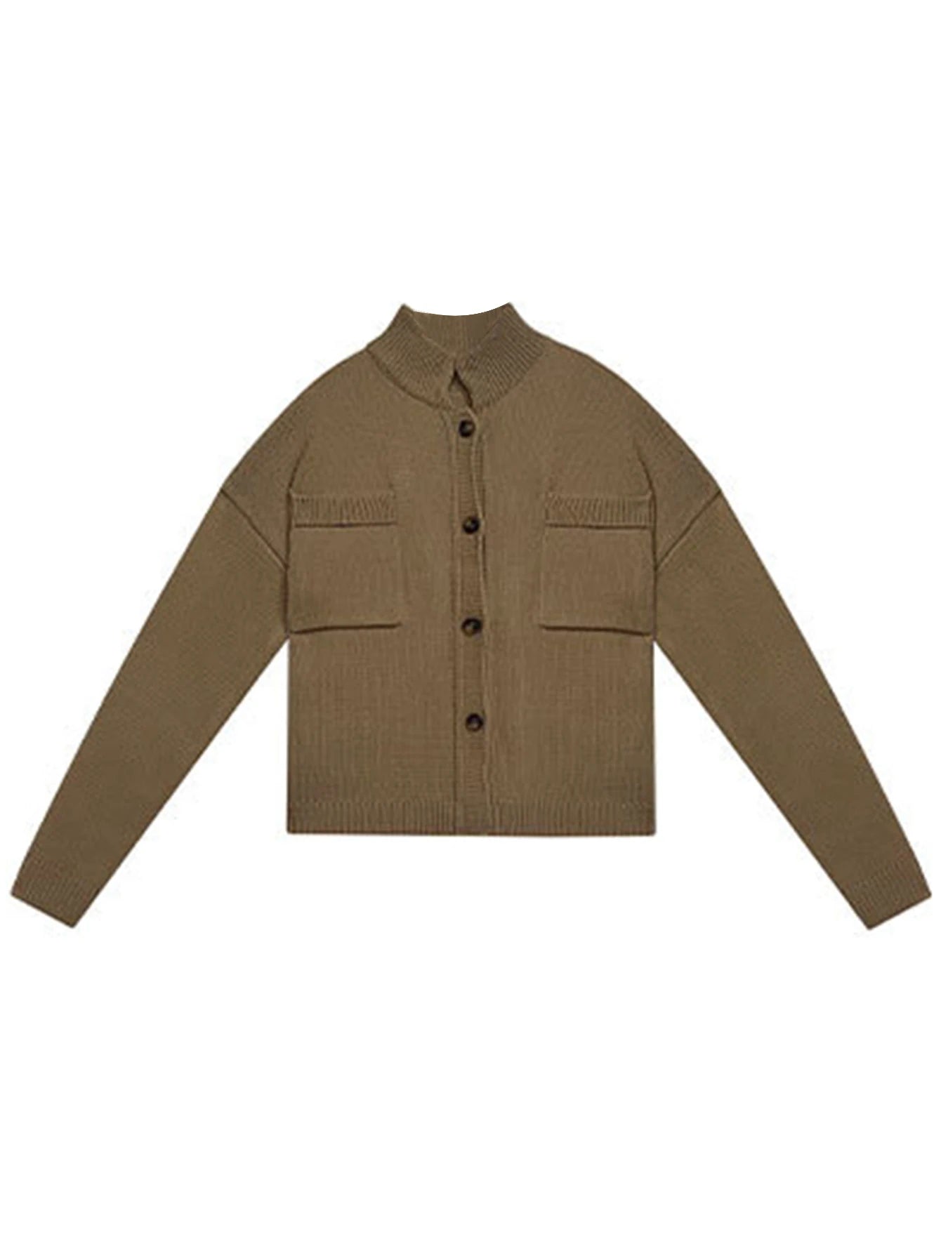 Women Knit Cardigan Long Sleeve Button Up With Pockets